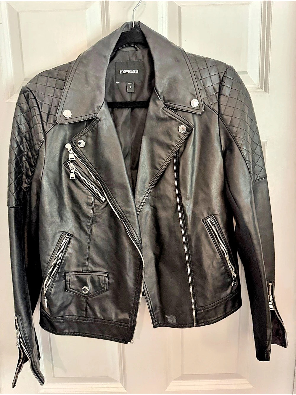 Express Quilted Moto Jacket in Black Size Small Like New